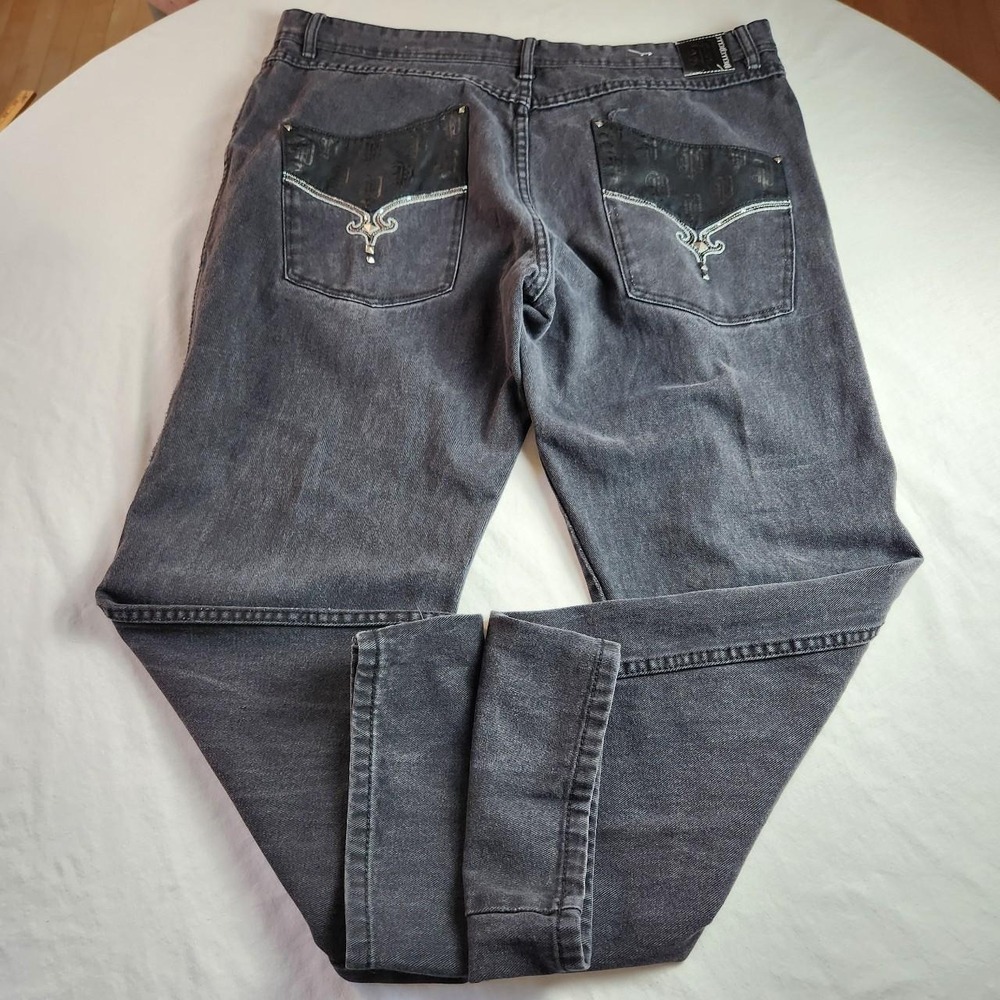 Pelle Pelle Mens Denim Jeans Black Baggy Skater Y2K Hip Hop 42x34 Vintage